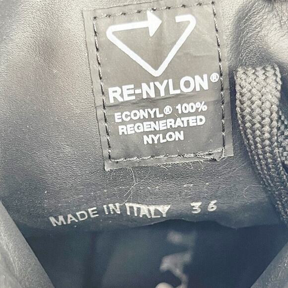 Prada Black Spazzolato Re-Nylon Metal Triangle Logo Combat Ankle Boot size IT 36 - Picture 13 of 14